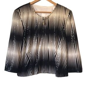 Vintage Joseph Ribkoff Trends Black White Diamond Shining Jacket Cardigan